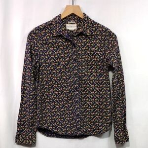 Denim & Supply Ralph Lauren Floral RL Tomboy Button Shirt Womens S Blue Retro
